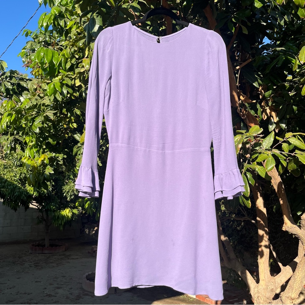REFORMATION dusty purple lavender bell long sleeve viscose mini‎ dress